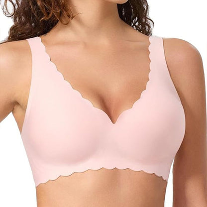 Magic Scallop Seamless Wireless Bra with Deep V Neckline