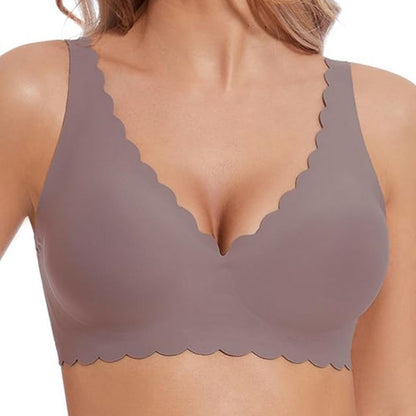 Magic Scallop Seamless Wireless Bra with Deep V Neckline