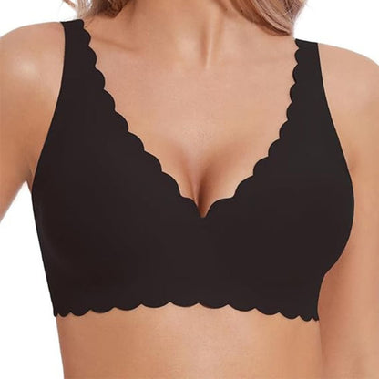 Magic Scallop Seamless Wireless Bra with Deep V Neckline