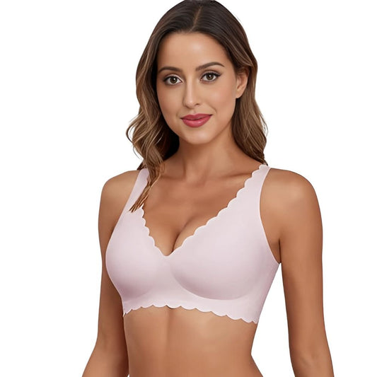 Magic Scallop Seamless Wireless Bra with Deep V Neckline