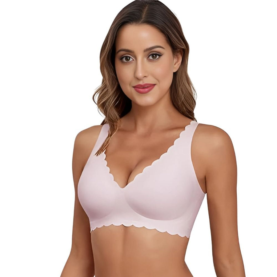 Magic Scallop Seamless Wireless Bra with Deep V Neckline