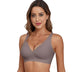 Magic Scallop Seamless Wireless Bra with Deep V Neckline - Gray