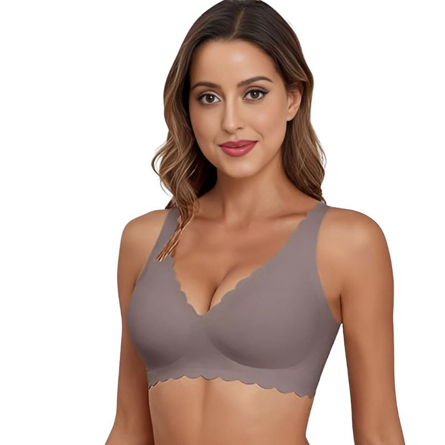 Magic Scallop Seamless Wireless Bra with Deep V Neckline