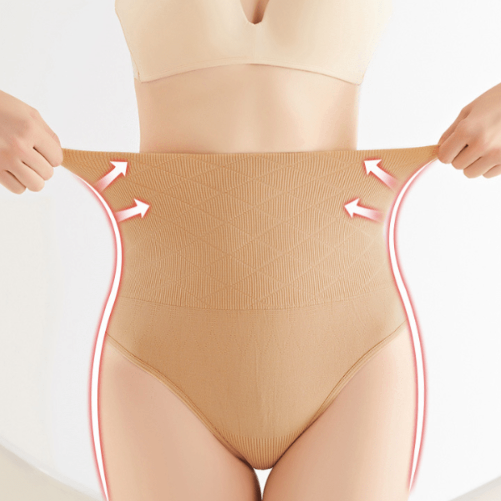 High-Waist Tummy Control Thong Shapewear in Nude