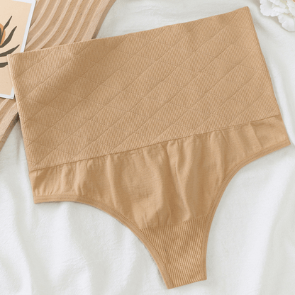 High-Waist Tummy Control Thong Shapewear in Nude