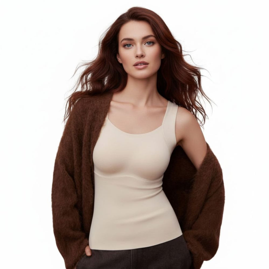 Seamless Built-In Bra Cami with Fixed Pads - Effortless Support Top