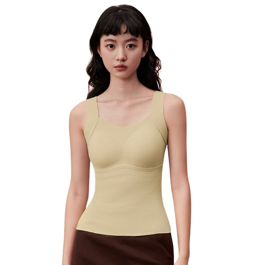 Seamless Built-In Bra Cami with Fixed Pads - Effortless Support Top