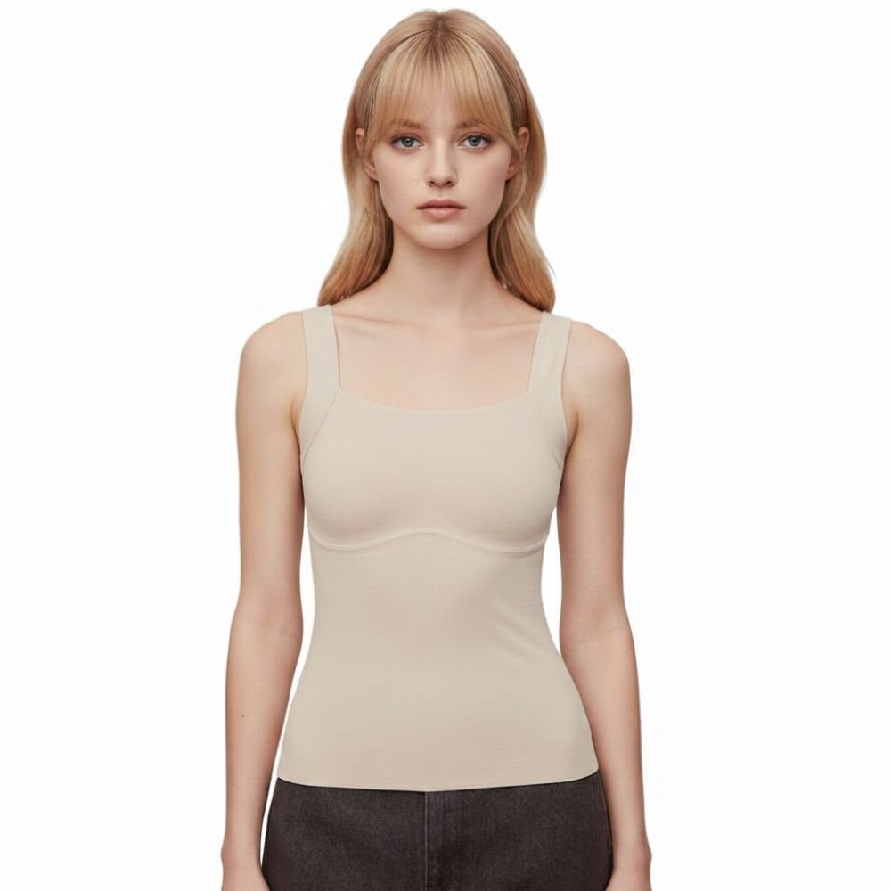 Seamless Built-In Bra Cami with Fixed Pads - Effortless Support Top