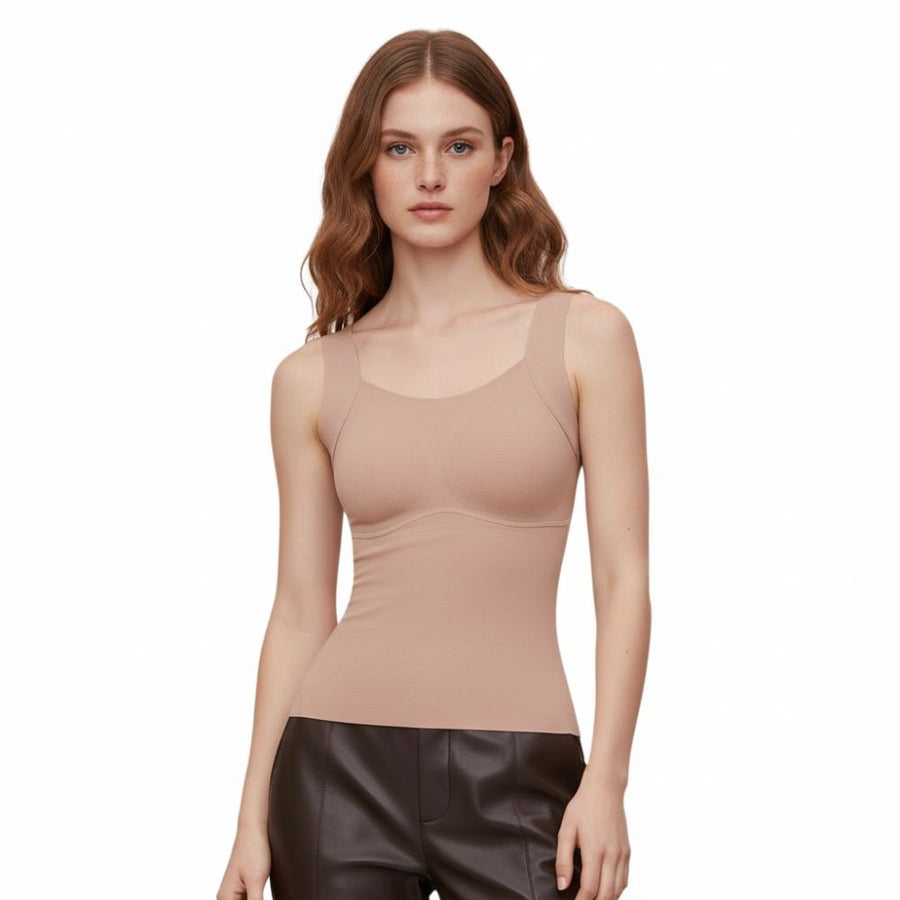 Seamless Built-In Bra Cami with Fixed Pads - Effortless Support Top