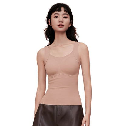 Seamless Built-In Bra Cami with Fixed Pads - Effortless Support Top
