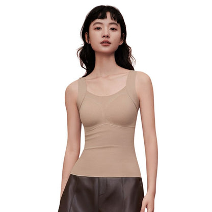 Seamless Built-In Bra Cami with Fixed Pads - Effortless Support Top