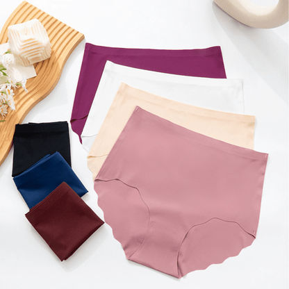 Magic Seamless High-Waist Comfort Briefs with Scalloped Hem