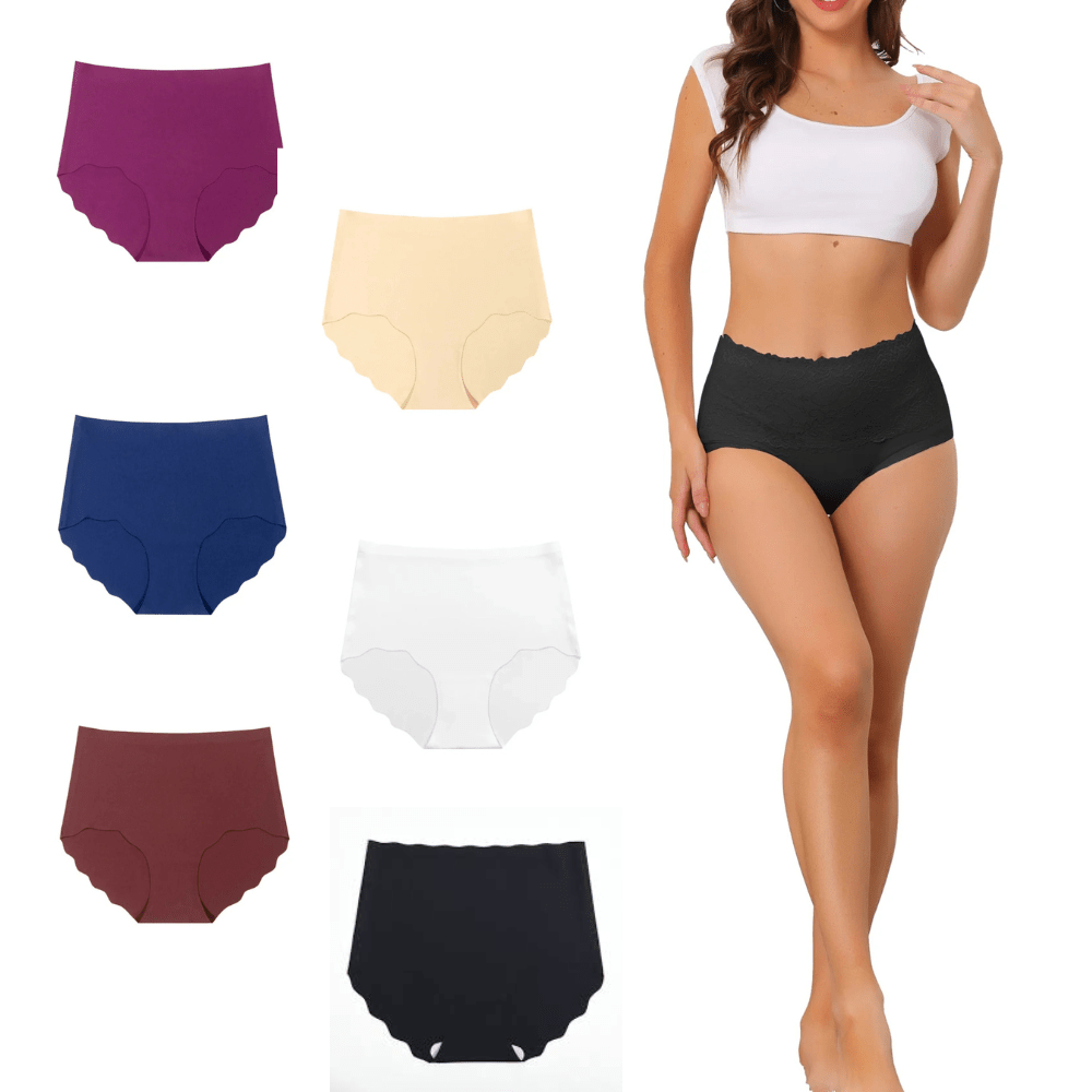 Magic Seamless High-Waist Comfort Briefs with Scalloped Hem