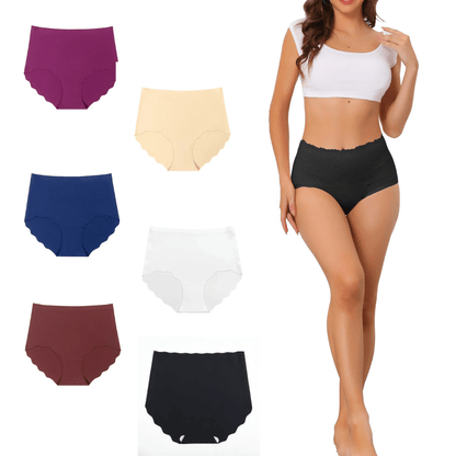 Magic Seamless High-Waist Comfort Briefs with Scalloped Hem