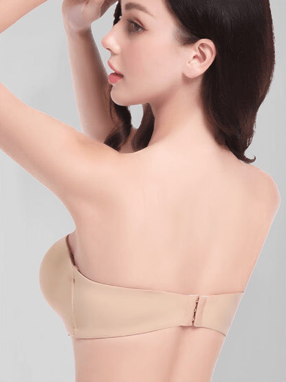 Black Seamless Convertible Strapless Push-Up Demi Bra