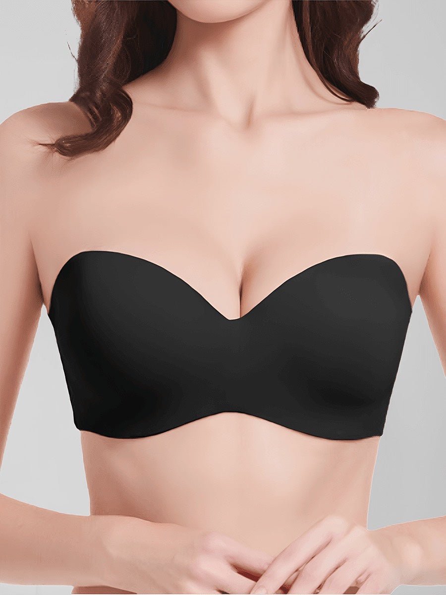 Black Seamless Convertible Strapless Push-Up Demi Bra