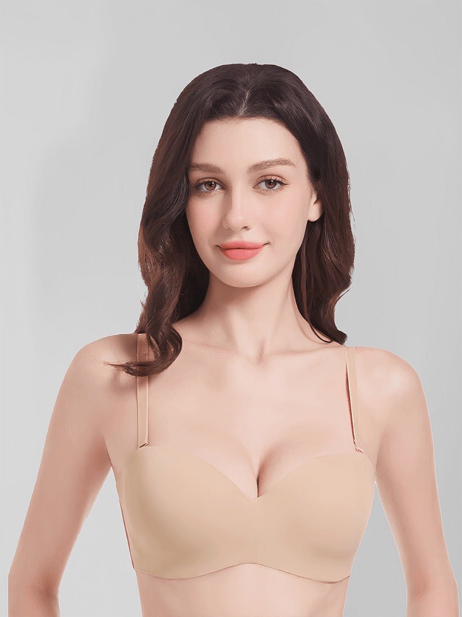 Black Seamless Convertible Strapless Push-Up Demi Bra
