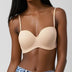 Black Seamless Convertible Strapless Push-Up Demi Bra - Nude