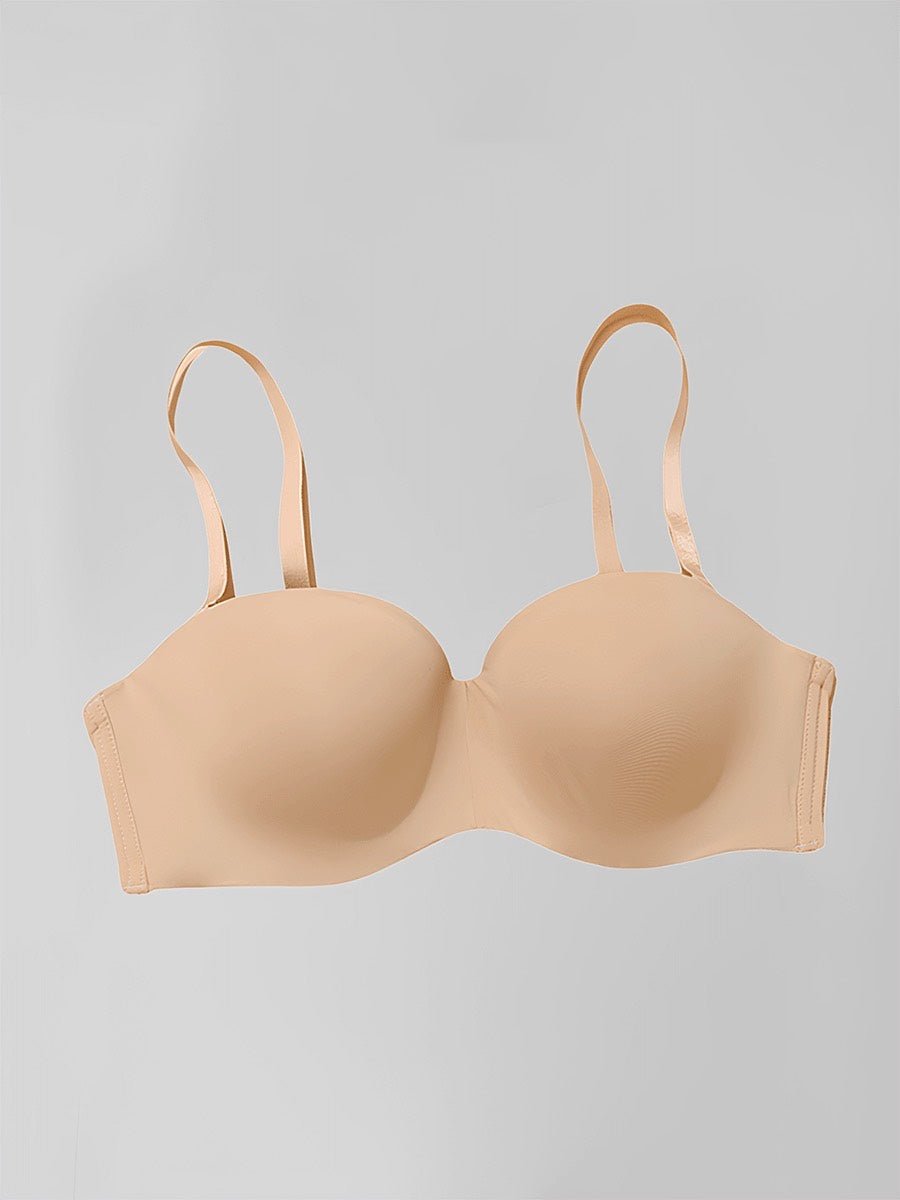 Black Seamless Convertible Strapless Push-Up Demi Bra