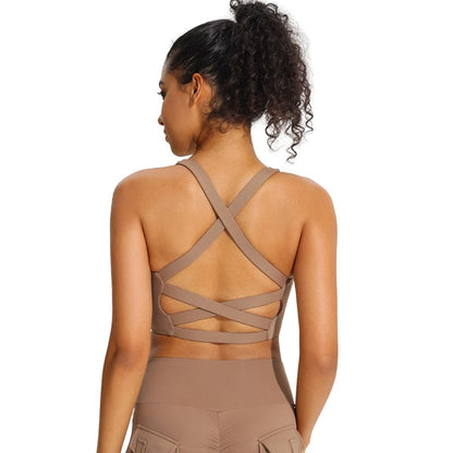 Criss-Cross Back Seamless Padded Sports Bra