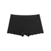 Seamless Ruffle Scallop Hem Boyshorts Underwear - Black