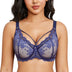 CloudSoft™ Floral Lace Seamless Plus Size Underwire Bra - Blue