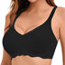 Magic Seamless Floral V-Neck Wireless Bra with Adaptive Fit - Black