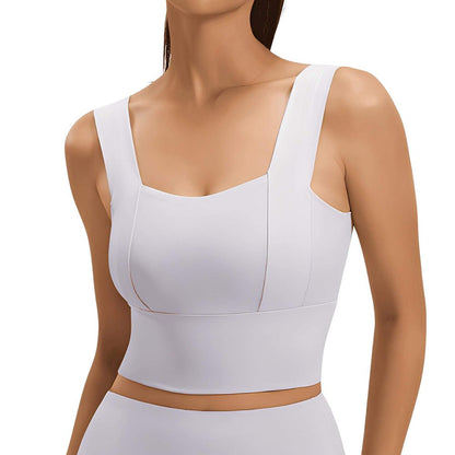 Magic Square Neck Wide-Strap Sports Bra with Breathable Support
