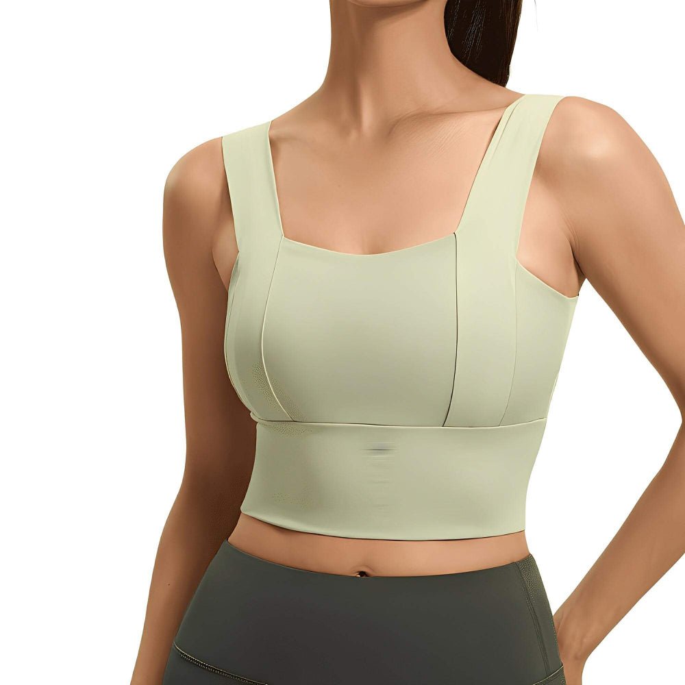 Magic Square Neck Wide-Strap Sports Bra with Breathable Support