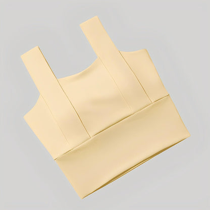 Magic Square Neck Wide-Strap Sports Bra with Breathable Support