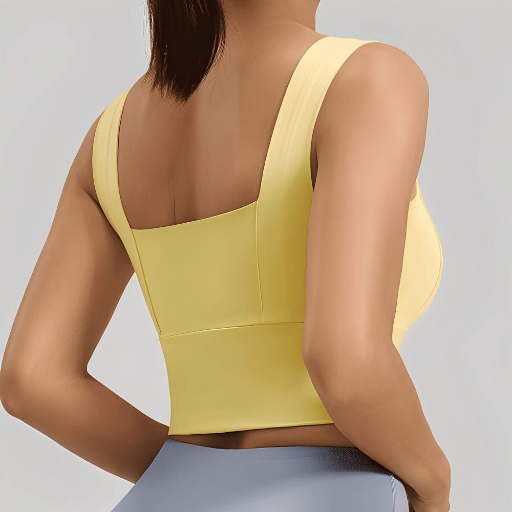Magic Square Neck Wide-Strap Sports Bra with Breathable Support