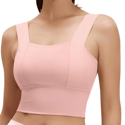 Magic Square Neck Wide-Strap Sports Bra with Breathable Support