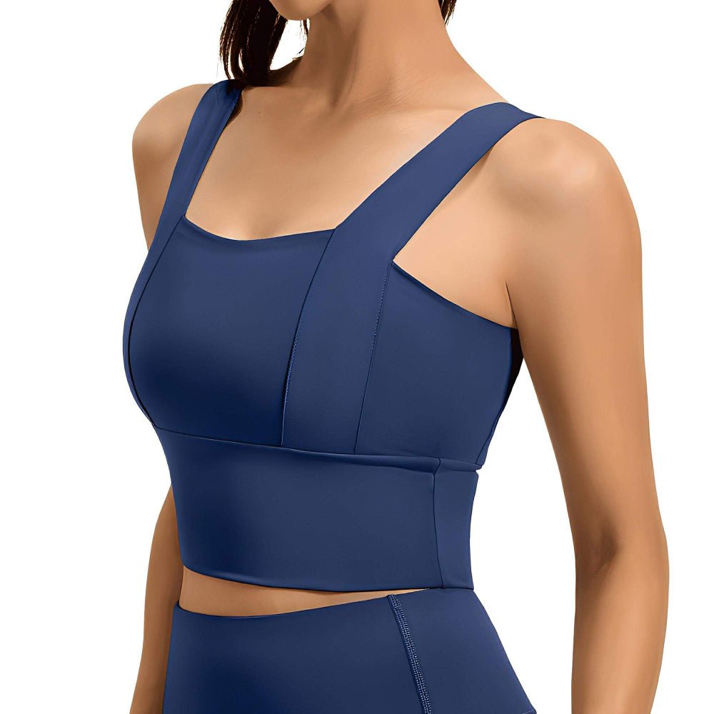 Magic Square Neck Wide-Strap Sports Bra with Breathable Support
