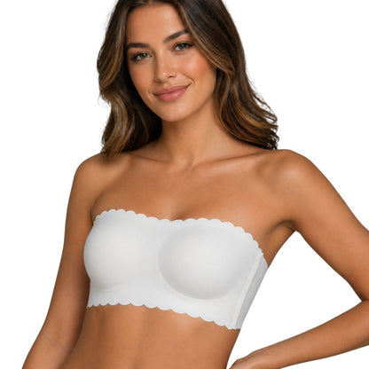 Beige Anti-Slip Strapless Push-Up Bra