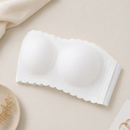 Beige Anti-Slip Strapless Push-Up Bra