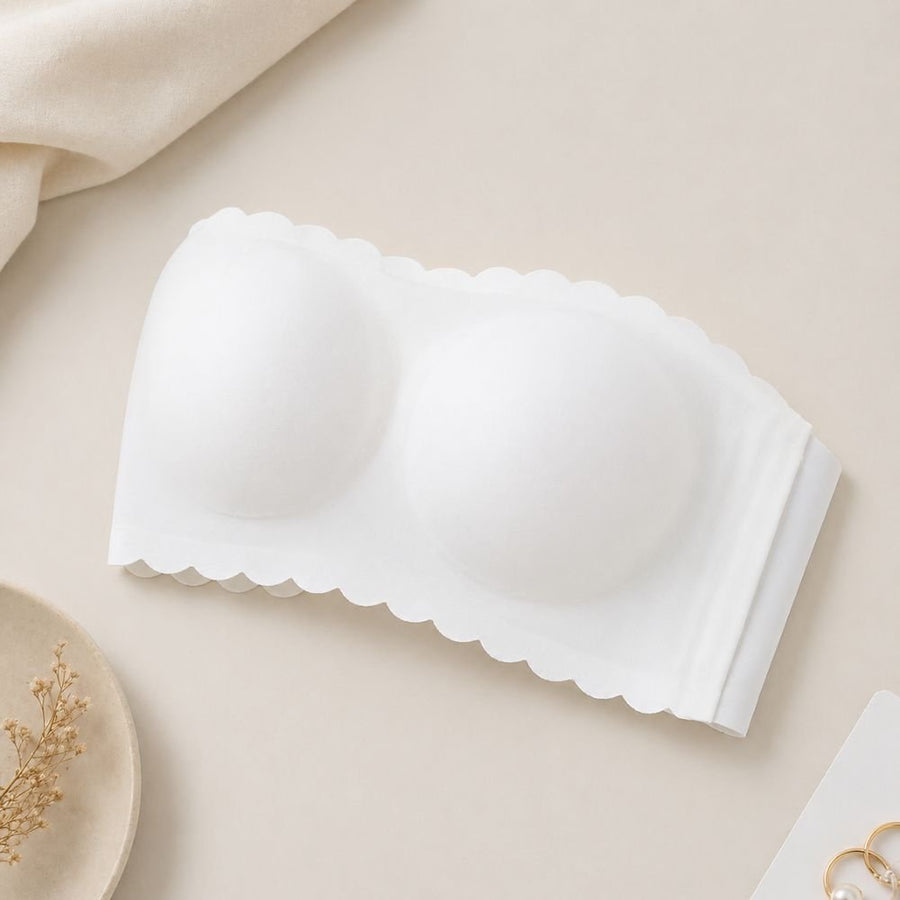 Beige Anti-Slip Strapless Push-Up Bra