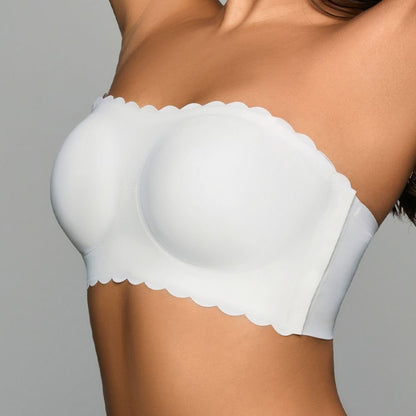 Beige Anti-Slip Strapless Push-Up Bra