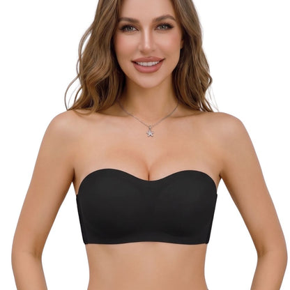 Seamless Strapless Push-Up Bra with Side Closure