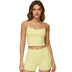Crossback Strappy Built-In Bra Tank Top with Removable Pads - Yellow