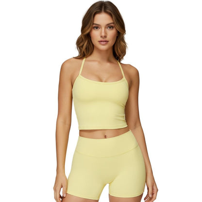 Crossback Strappy Built-In Bra Tank Top with Removable Pads