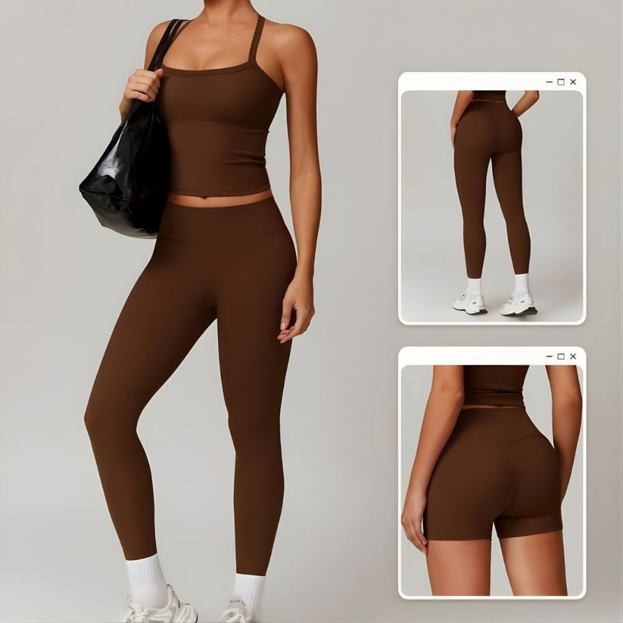 Crossback Strappy Built-In Bra Tank Top with Removable Pads
