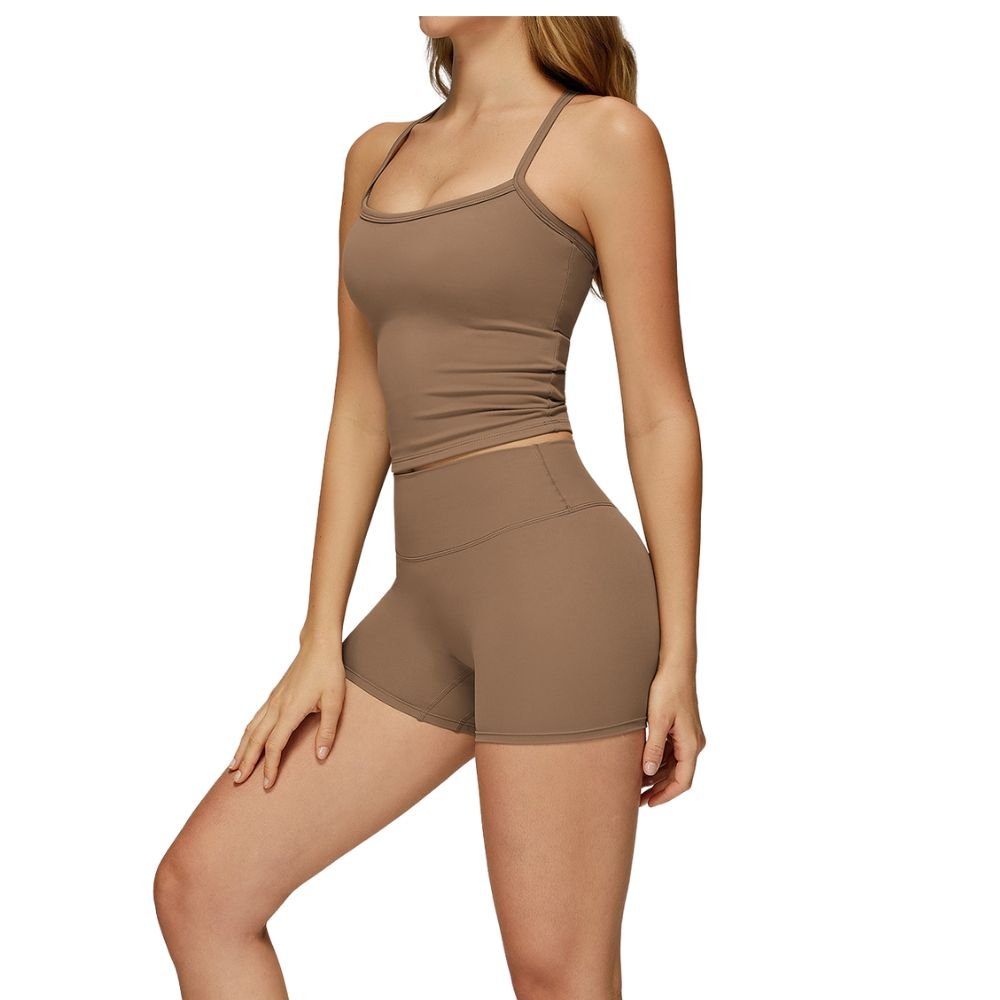 Crossback Strappy Built-In Bra Tank Top with Removable Pads
