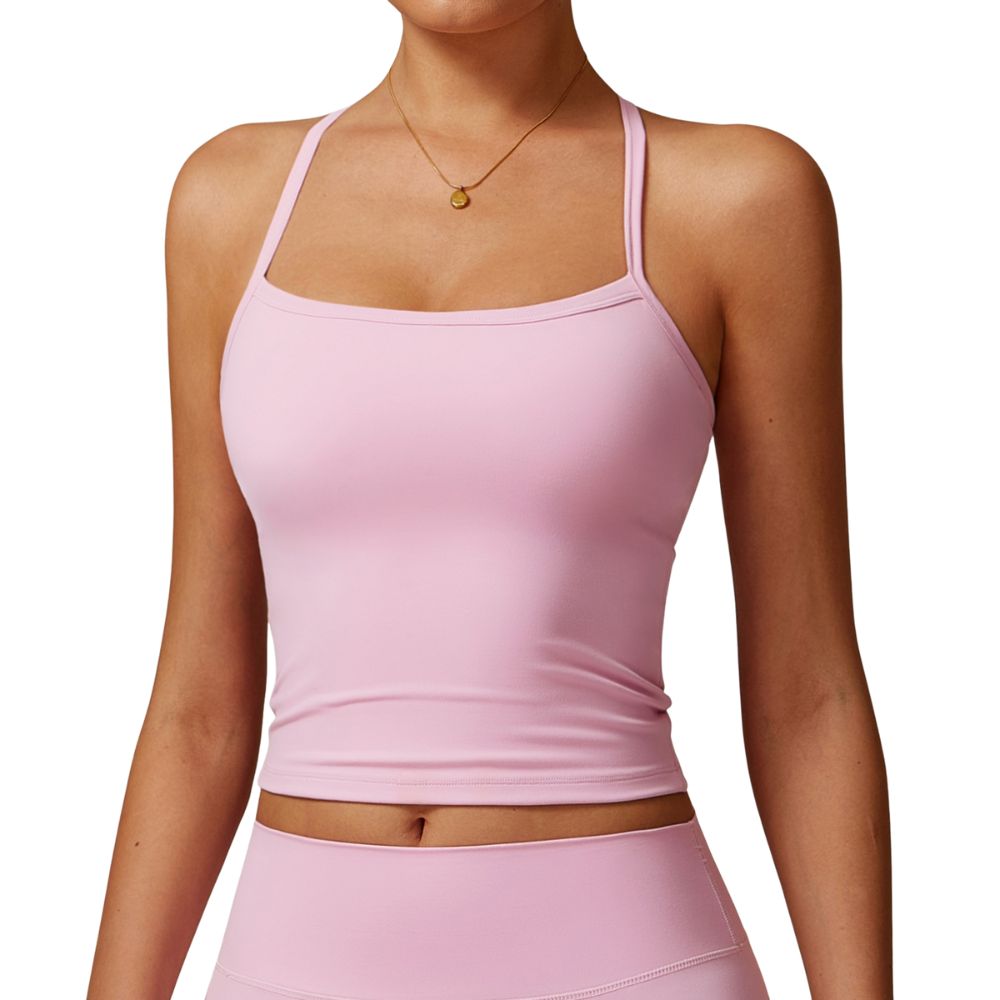 Crossback Strappy Built-In Bra Tank Top with Removable Pads