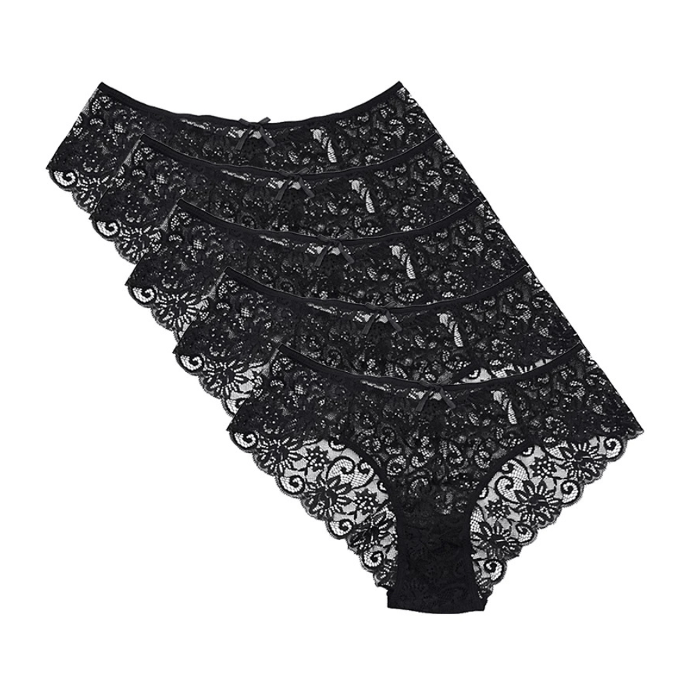 Ultra Thin Mid-Waist Lace Floral Pattern Women's Underwear