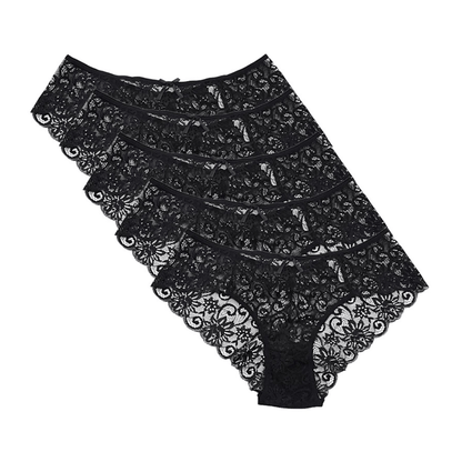 Ultra Thin Mid-Waist Lace Floral Pattern Women's Underwear