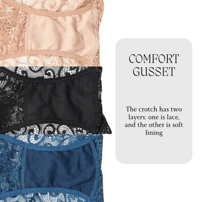 Ultra Thin Mid-Waist Lace Floral Pattern Women's Underwear