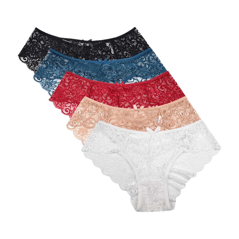 Ultra Thin Mid-Waist Lace Floral Pattern Women's Underwear