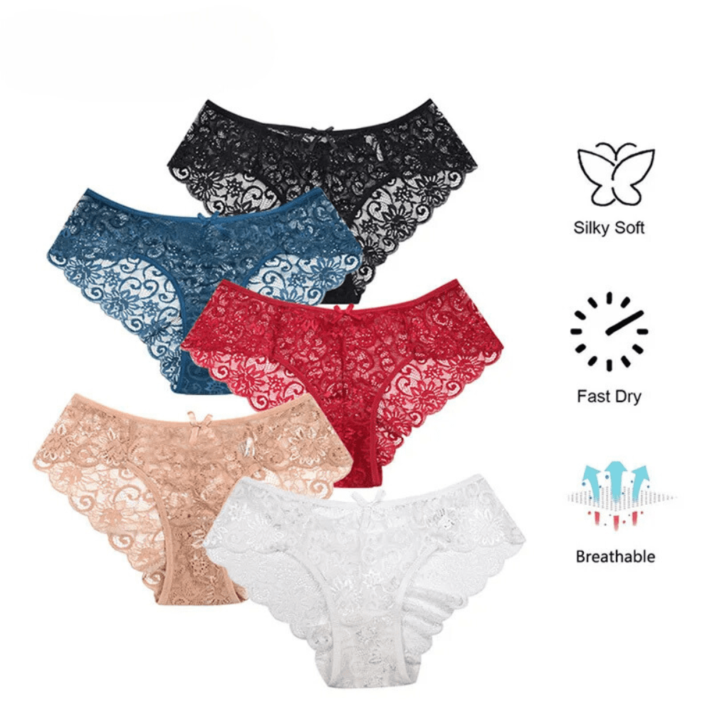 Ultra Thin Mid-Waist Lace Floral Pattern Women's Underwear