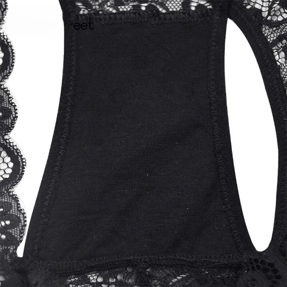 Ultra Thin Mid-Waist Lace Floral Pattern Women's Underwear