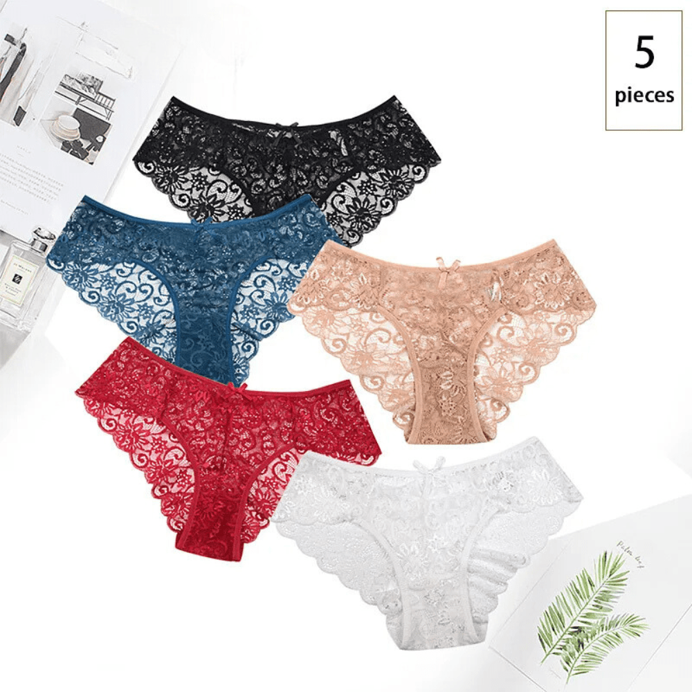Ultra Thin Mid-Waist Lace Floral Pattern Women's Underwear